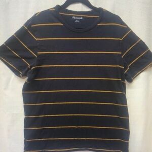 Men's Navy and Yellow Striped T-Shirt